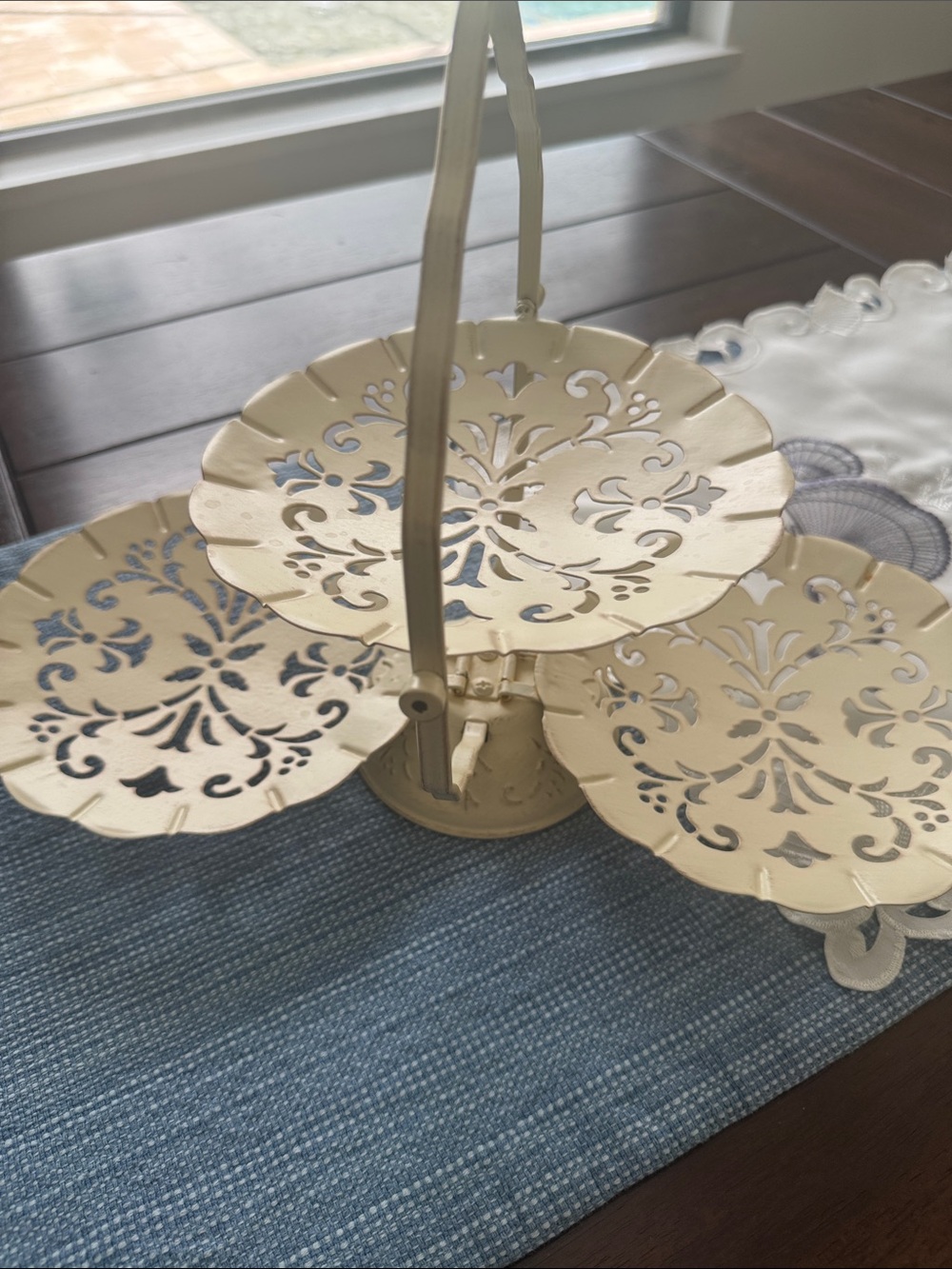 Three-Tier Cream Decorative Metal Serving Stand